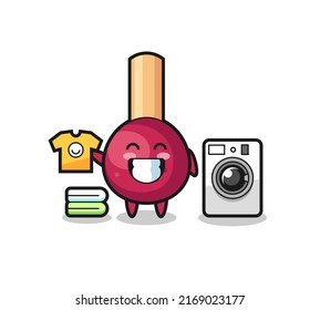 Mascot cartoon of matches with washing machine , cute style design for t shirt, sticker, logo element