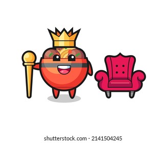 Mascot cartoon of meatball bowl as a king , cute design