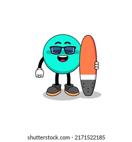 Mascot cartoon of medicine tablet as a surfer , character design