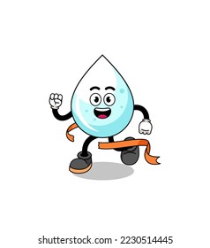 Mascot cartoon of milk drop running on finish line , character design