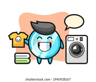 Mascot cartoon of mirror with washing machine, cute style design for t shirt, sticker, logo element