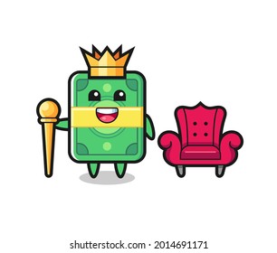Mascot cartoon of money as a king , cute style design for t shirt, sticker, logo element
