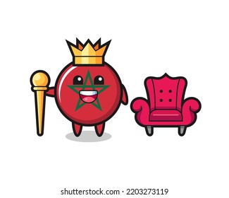 Mascot cartoon of morocco flag as a king , cute design