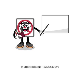 Mascot cartoon of no U turn road sign teacher , character design