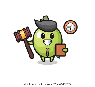 Mascot cartoon of olive as a judge , cute style design for t shirt, sticker, logo element