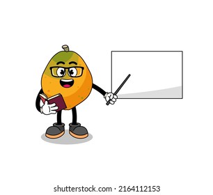 Mascot cartoon of papaya fruit teacher , character design