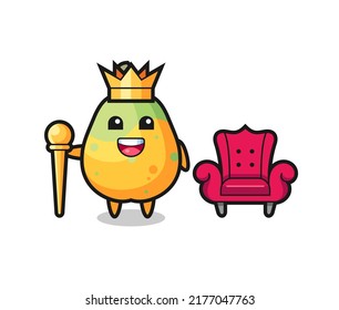 Mascot cartoon of papaya as a king , cute style design for t shirt, sticker, logo element