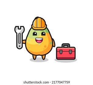 Mascot cartoon of papaya as a mechanic , cute style design for t shirt, sticker, logo element