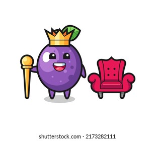 Mascot cartoon of passion fruit as a king , cute style design for t shirt, sticker, logo element