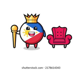 Mascot cartoon of philippines flag badge as a king , cute style design for t shirt, sticker, logo element