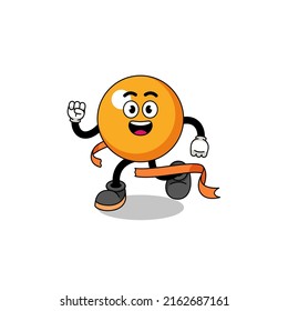 Mascot cartoon of ping pong ball running on finish line , character design