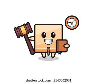 Mascot cartoon of pizza box as a judge , cute design