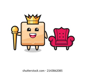 Mascot cartoon of pizza box as a king , cute design