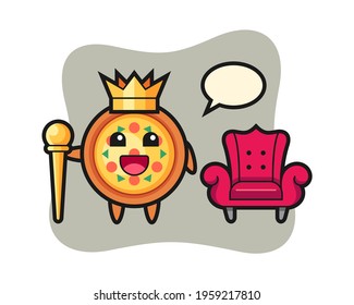 Mascot cartoon of pizza as a king, cute style design for t shirt, sticker, logo element