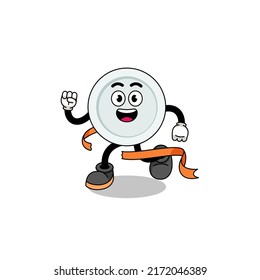 Mascot cartoon of plate running on finish line , character design