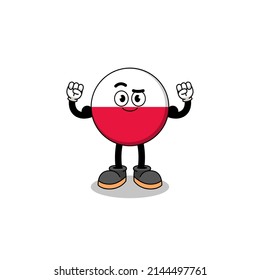Mascot cartoon of poland flag posing with muscle , character design