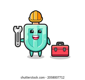 Mascot cartoon of popsicles as a mechanic , cute design
