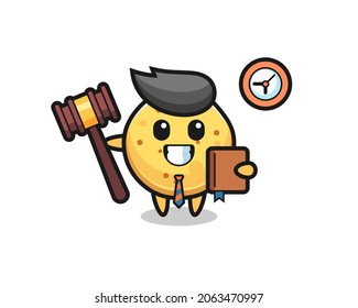 Mascot cartoon of potato chip as a judge , cute design