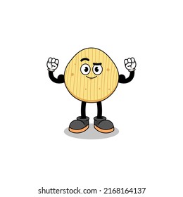 Mascot cartoon of potato chip posing with muscle , character design