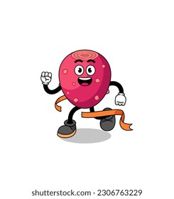 Mascot cartoon of prickly pear running on finish line , character design