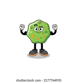 Mascot cartoon of puke posing with muscle , character design
