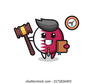 Mascot cartoon of qatar flag badge as a judge , cute style design for t shirt, sticker, logo element