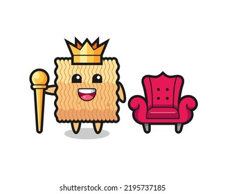 Mascot cartoon of raw instant noodle as a king , cute style design for t shirt, sticker, logo element