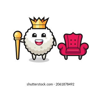 Mascot cartoon of rice ball as a king , cute style design for t shirt, sticker, logo element