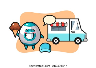 Mascot cartoon of rocket with ice cream truck , cute style design for t shirt, sticker, logo element