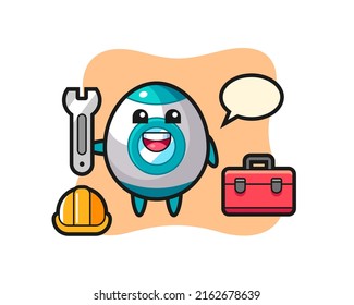 Mascot cartoon of rocket as a mechanic , cute style design for t shirt, sticker, logo element