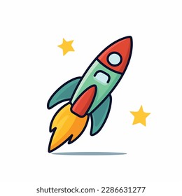 Mascot cartoon of rocket space astronaut. 2d character vector illustration in isolated background