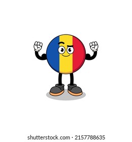 Mascot cartoon of romania flag posing with muscle , character design