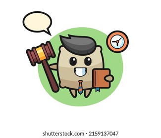 Mascot cartoon of sack as a judge , cute style design for t shirt, sticker, logo element
