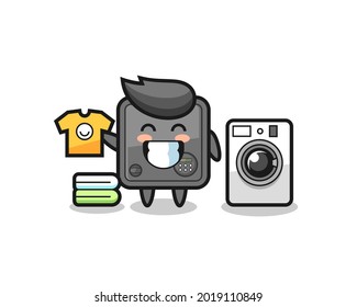 Mascot cartoon of safe box with washing machine , cute style design for t shirt, sticker, logo element