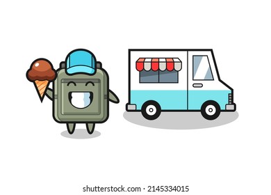 Mascot cartoon of school bag with ice cream truck , cute design