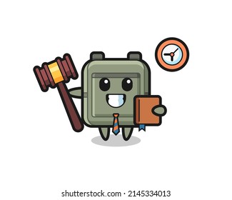 Mascot cartoon of school bag as a judge , cute design