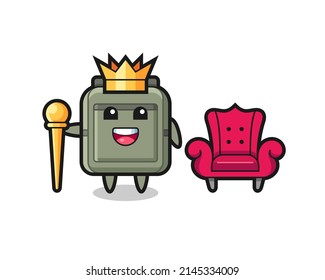 Mascot cartoon of school bag as a king , cute design