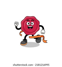 Mascot cartoon of sealing wax running on finish line , character design