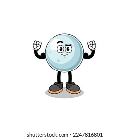 Caricatura mascota de la bola de plata posando con músculo , diseño de personaje