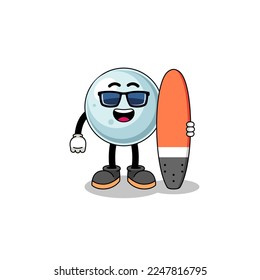 Mascot cartoon of silver ball as a surfer , character design