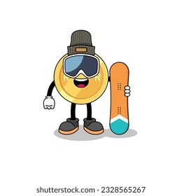 Mascot cartoon of south african rand snowboard player , character design