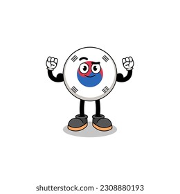 Mascot cartoon of south korea flag posing with muscle , character design
