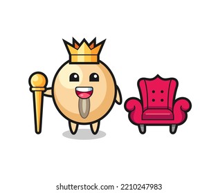 Mascot cartoon of soy bean as a king , cute design