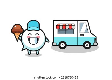 Mascot cartoon of speech bubble with ice cream truck , cute design