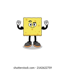 Mascot cartoon of sponge posing with muscle , character design