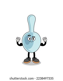 Mascot cartoon of spoon posing with muscle , character design