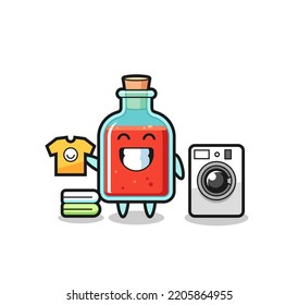 Mascot cartoon of square poison bottle with washing machine , cute design