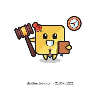 Mascot cartoon of sticky note as a judge , cute style design for t shirt, sticker, logo element