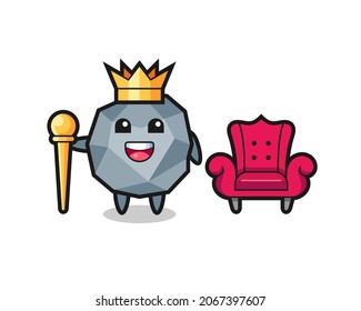 Mascot cartoon of stone as a king , cute style design for t shirt, sticker, logo element