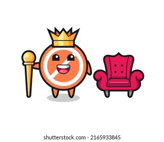 Mascot cartoon of stop sign as a king , cute style design for t shirt, sticker, logo element